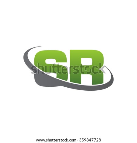 initial letter SR swoosh ring company logo green gray