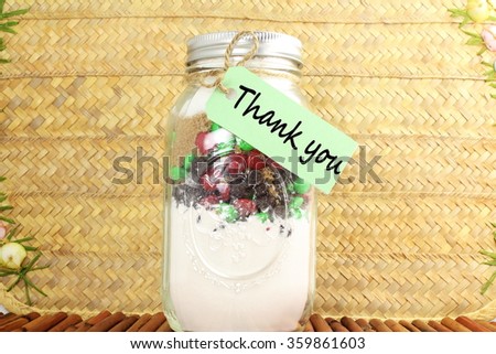 thank you letter tag or label with mason jar 