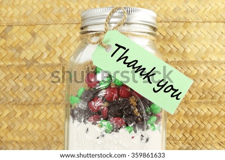 thank you letter tag or label with mason jar 