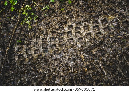 a trail in the dirt from a motorcycle Enduro Royalty-Free Stock Photo #359881091