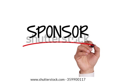 Hand writing SPONSOR with Black Marker on Transparent Wipe Board