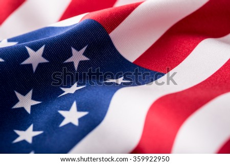 American flag waving in the wind.