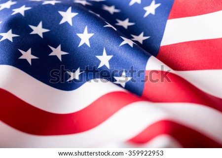 American flag waving in the wind. Royalty-Free Stock Photo #359922953