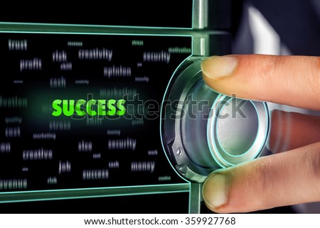 man choosing success on dashboard. internet concept