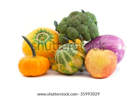 an assortment of mixed vegetables on white background