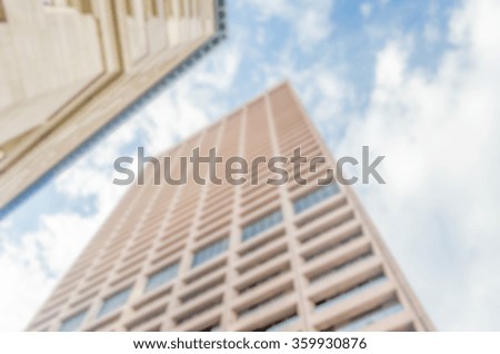 Defocused background of skyscrapers for business concept. Intentionally blurred post production for bokeh effect