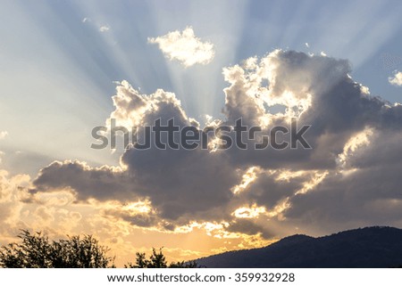 cloud and sun beam on the sky