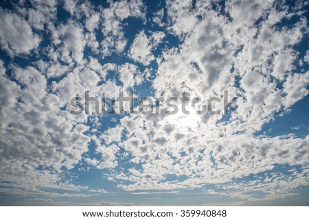 Blue sky with white cloud and sun