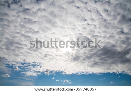 Blue sky with white cloud and sun