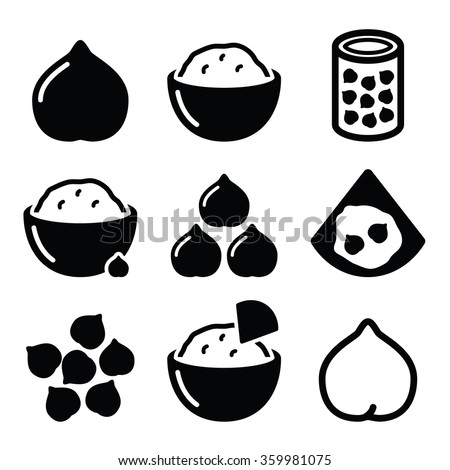 Hummus or houmous , chickpeas vector icons set  Royalty-Free Stock Photo #359981075