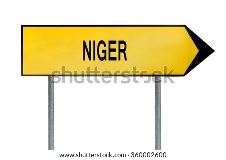 Yellow street concept sign Niger isolated on white