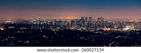 Los Angeles at night with urban buildings