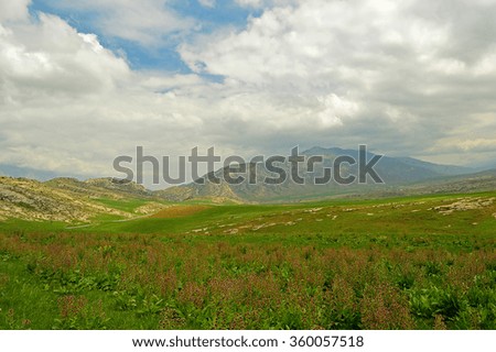 Hills and mountains in  Khaidarkan area, Kyrgyzstan