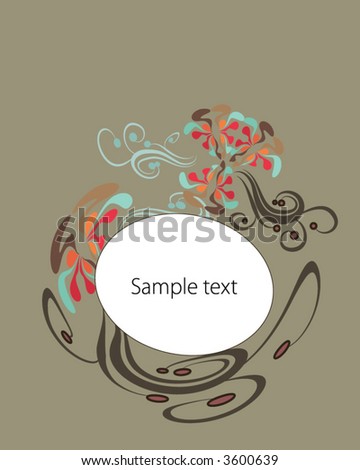 round frame for text or photo with flower