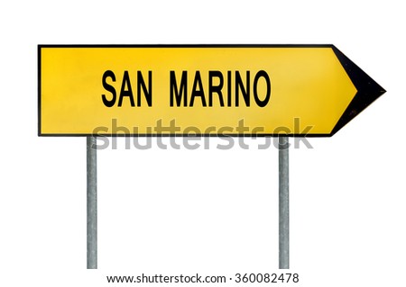 Yellow street concept sign San Marino isolated on white
