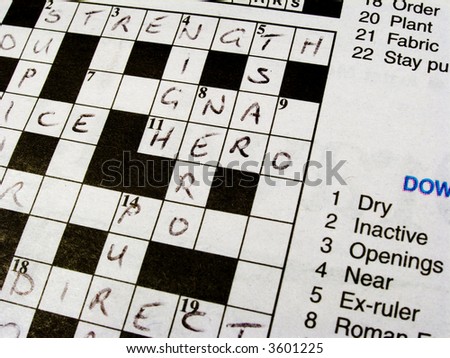 A Partially Completed Newspaper Crossword