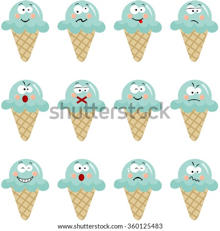 Ice cream with different expressions
