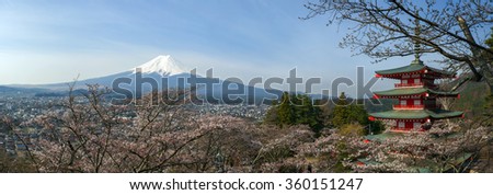 Chureito pagoda and mount Fuji