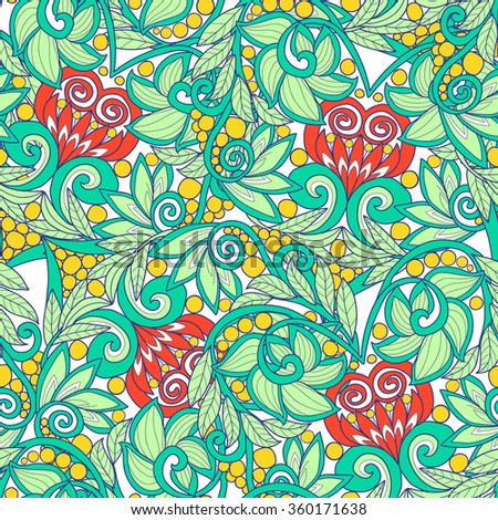 Vector illustration of seamless pattern with floral pattern.