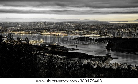 Aerial View of Vancouver at Night