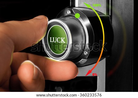 man choosing hundred percent of luck on dashboard