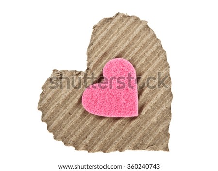 Corrugated cardboard in the shape of heart