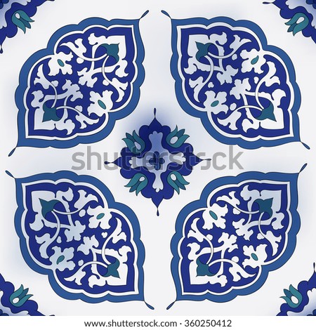 Traditional Arabic  ornament seamless. Floral Ornamental pattern. Iznik .Vector.  Background