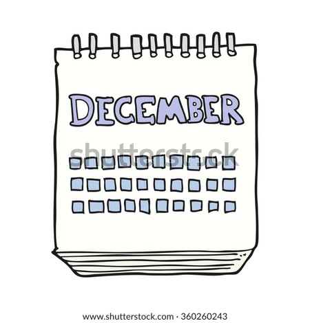 freehand drawn cartoon calendar showing month of December