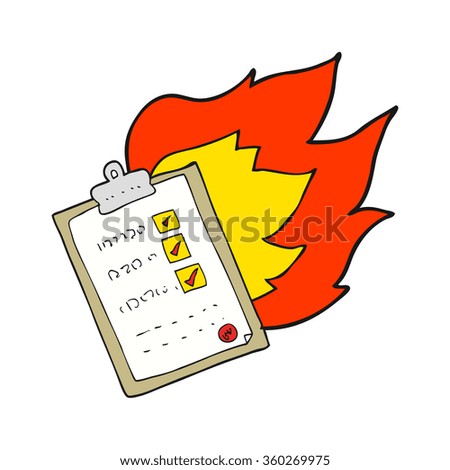 freehand drawn cartoon checklist burning