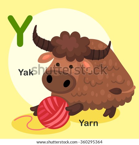 Illustration Isolated Animal Alphabet Letter  Y-Yak,Yarn.vector