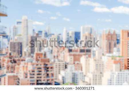 Defocused background with the Upper East Side in NYC. Intentionally blurred post production for bokeh effect
