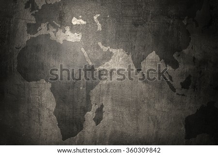 world map on grunge wall background