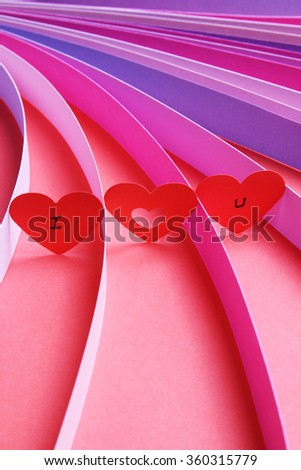 I Love You hearts with strips of colored paper