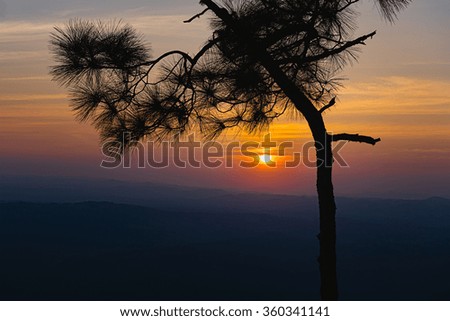 Beautiful sunset nature in mountains layer background