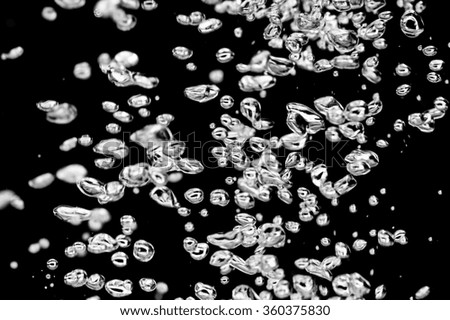 Air bubbles on a black background.
