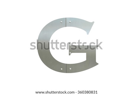 Alphabet from silver Metal with nut isolated on white background, Letter G