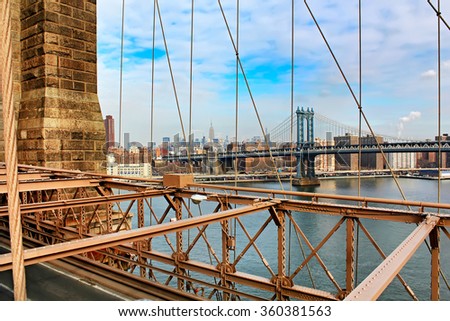 The Brooklyn Bridge and Manhattan, New York City