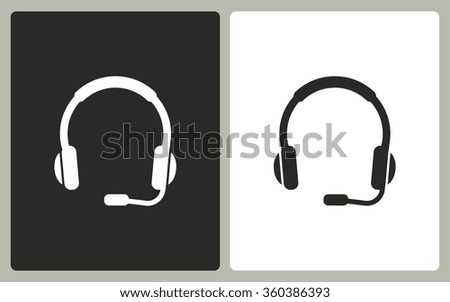 Headphone  -  black and white icons. Vector illustration.
