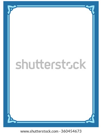 Blue border frame deco vector label simple line corner