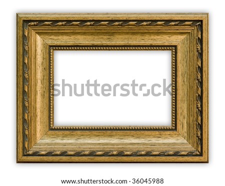 Vintage painting frame on white background, clipping path included