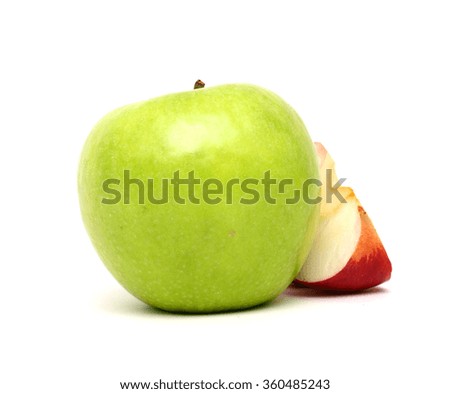 Green and red apples isolated on the white background
