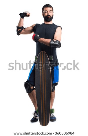 Skater making strong gesture