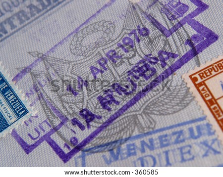 A passport-stamp of the island of Aruba