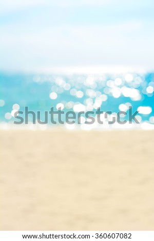 Blur summer white sand beach for background