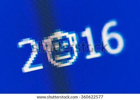 The inscription on the RGB screen: 2016 with monkey face