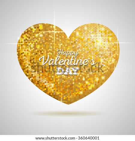 Valentine sparkle golden love heart