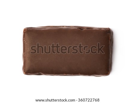 Chocolate coated candy bar isolated