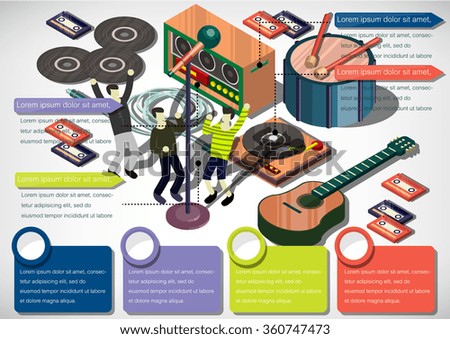 illustration of info graphic music concept in isometric 3D graphic