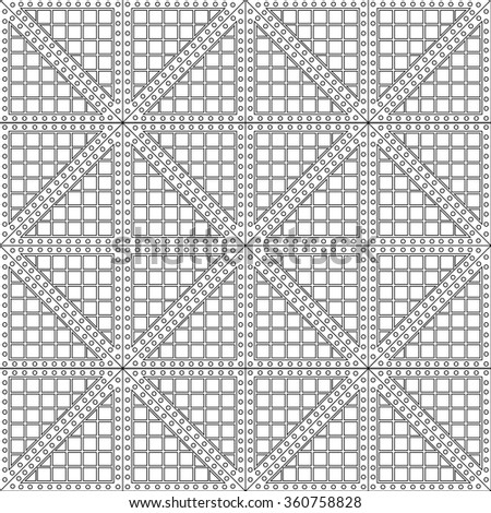 Seamless vector pattern. Symmetrical geometric black and white background with rhombus. Decorative repeating ornament.
