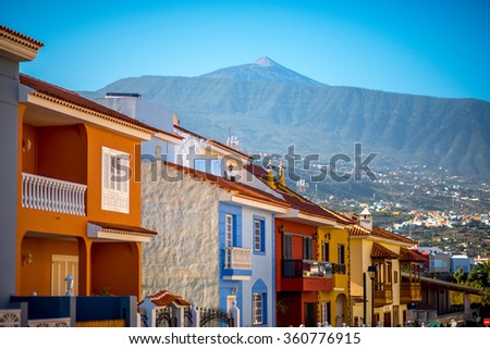 City street view in La Orotava on Tenerife island Royalty-Free Stock Photo #360776915